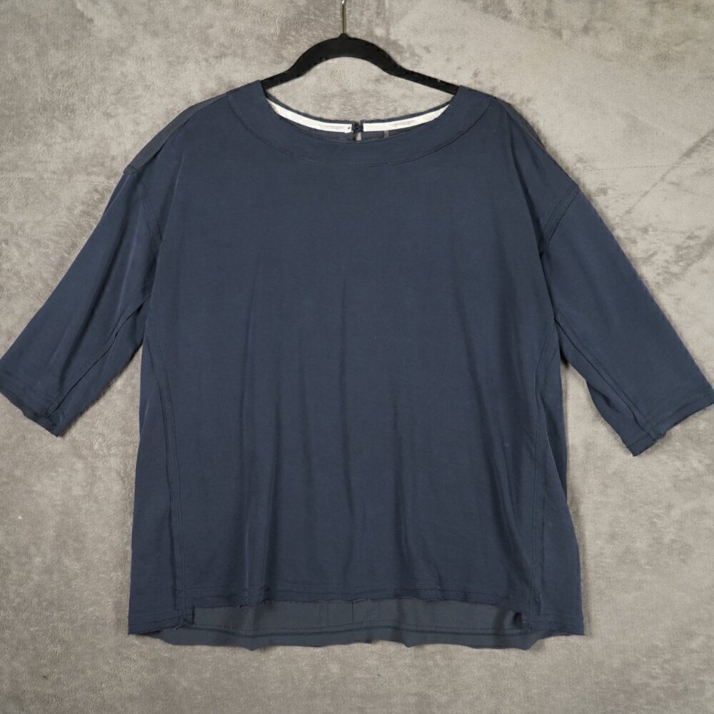 Regenbogen Charcoal Grey Exposed Seam Slouchy Modal Blend Top Lagenlook Large